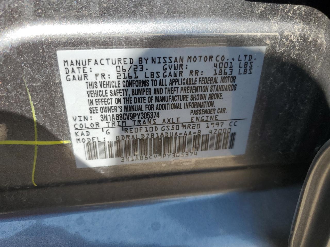 3N1AB8CV9PY305374 2023 Nissan Sentra Sv