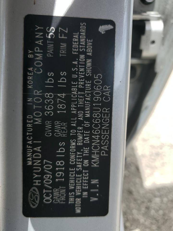 KMHCN46C68U190605 2008 Hyundai Accent Gls