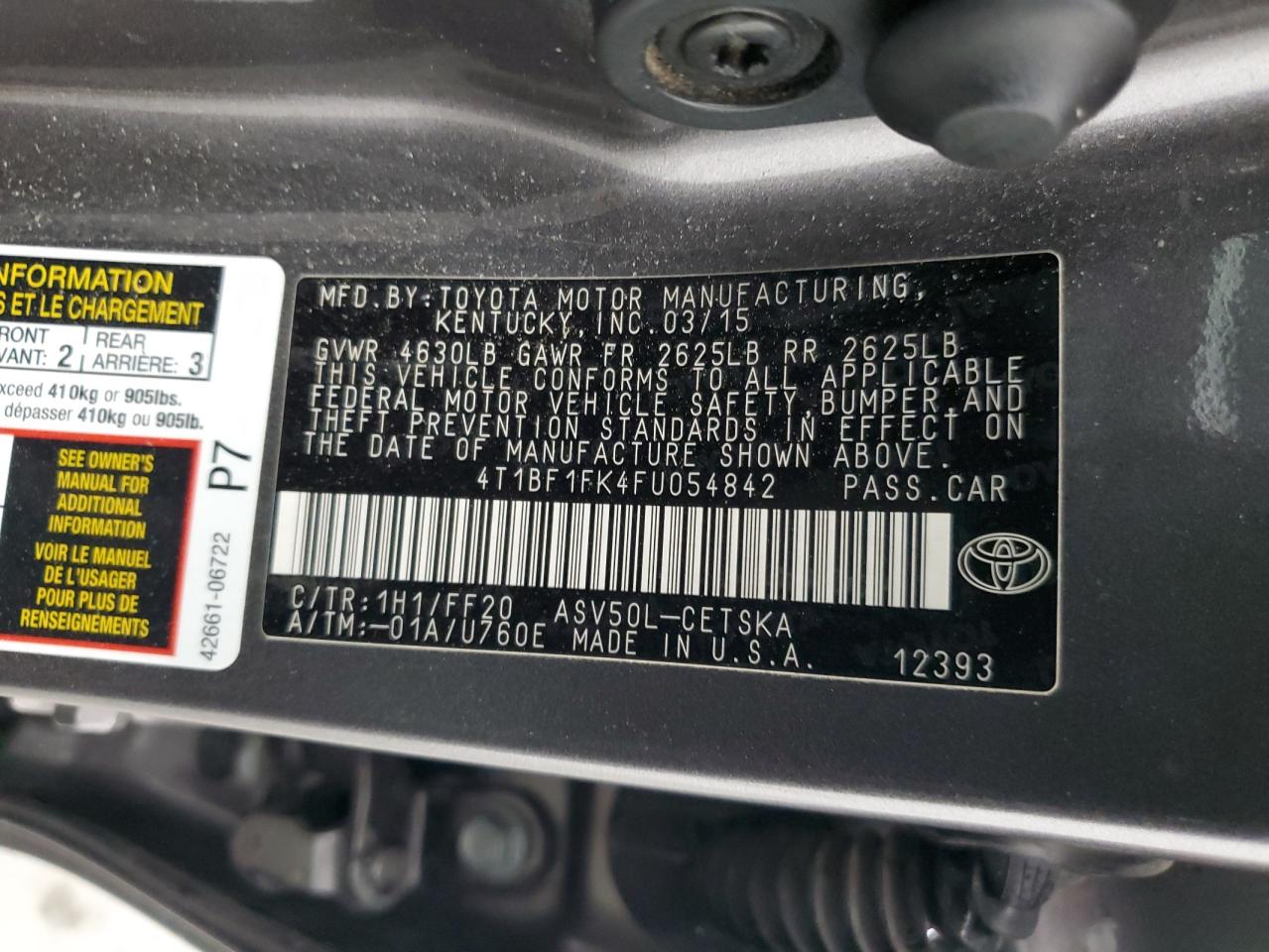 4T1BF1FK4FU054842 2015 Toyota Camry Le