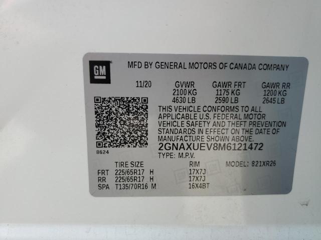 2021 Chevrolet Equinox Lt VIN: 2GNAXUEV8M6121472 Lot: 51470974