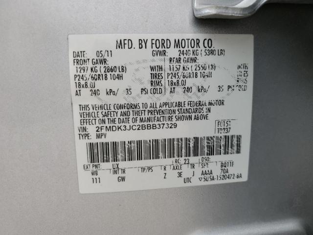 2011 Ford Edge Sel VIN: 2FMDK3JC2BBB37329 Lot: 57358834