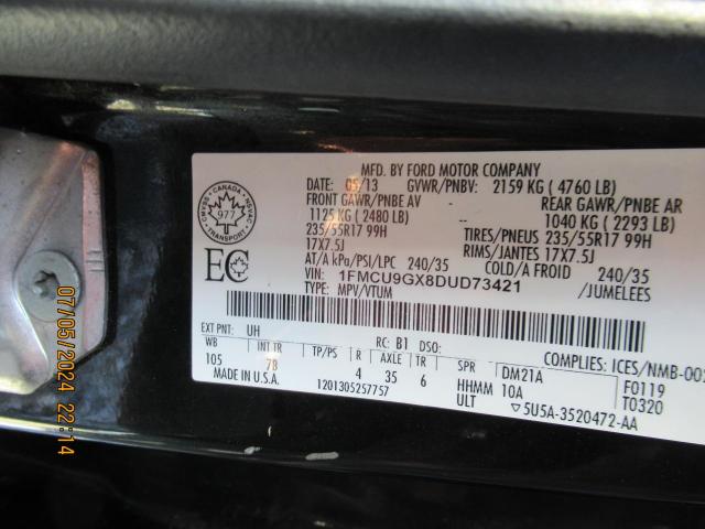 2013 Ford Escape Se VIN: 1FMCU9GX8DUD73421 Lot: 53000224