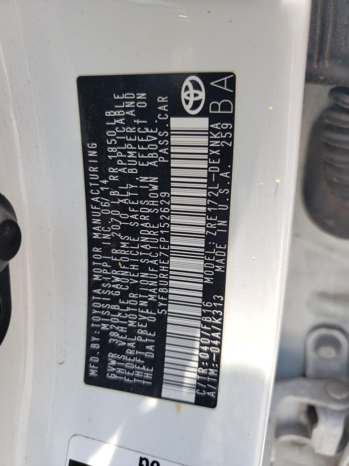 5YFBURHE7EP152629 2014 Toyota Corolla L