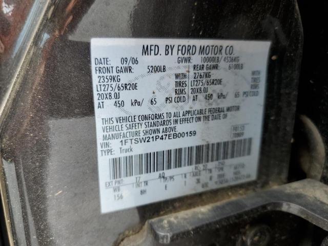 2007 Ford F250 Super Duty VIN: 1FTSW21P47EB00159 Lot: 54930734