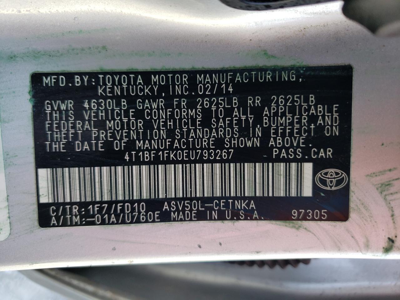 4T1BF1FK0EU793267 2014 Toyota Camry L