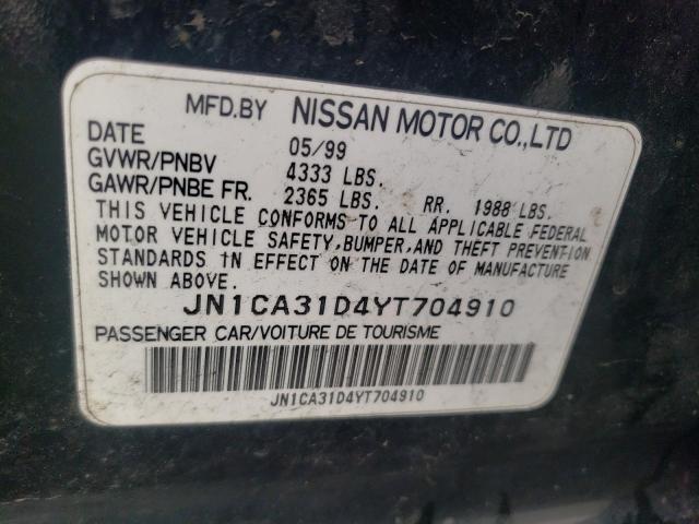 2000 Nissan Maxima Gle VIN: JN1CA31D4YT704910 Lot: 52863144