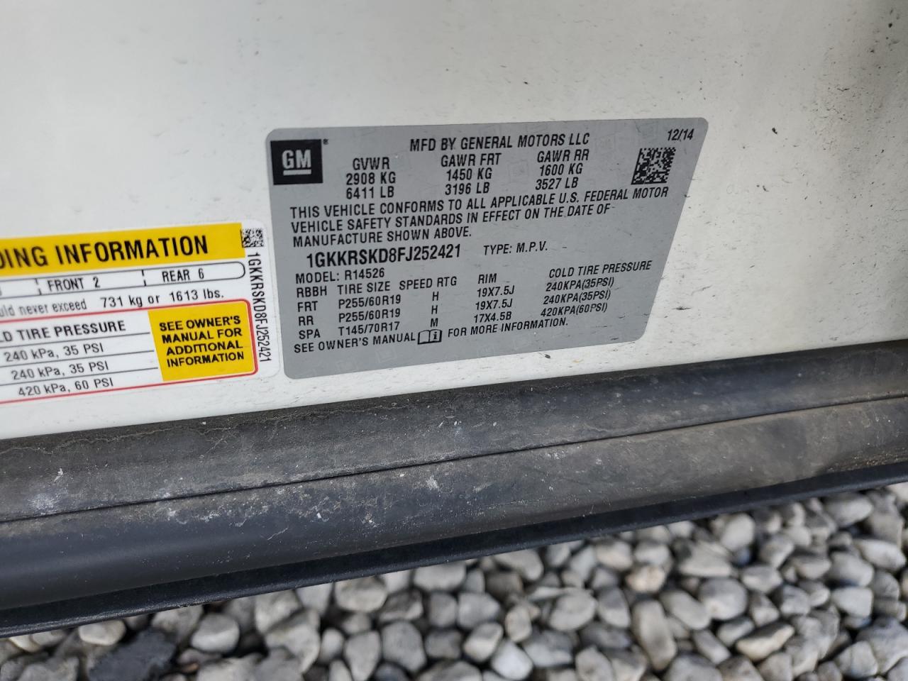 1GKKRSKD8FJ252421 2015 GMC Acadia Slt-2