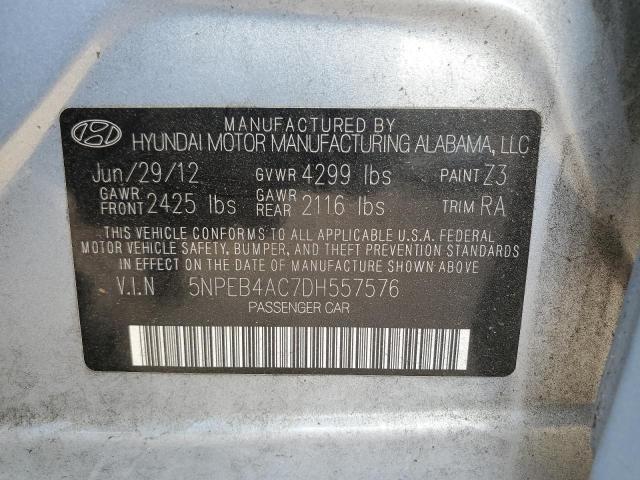 2013 Hyundai Sonata Gls VIN: 5NPEB4AC7DH557576 Lot: 53835214
