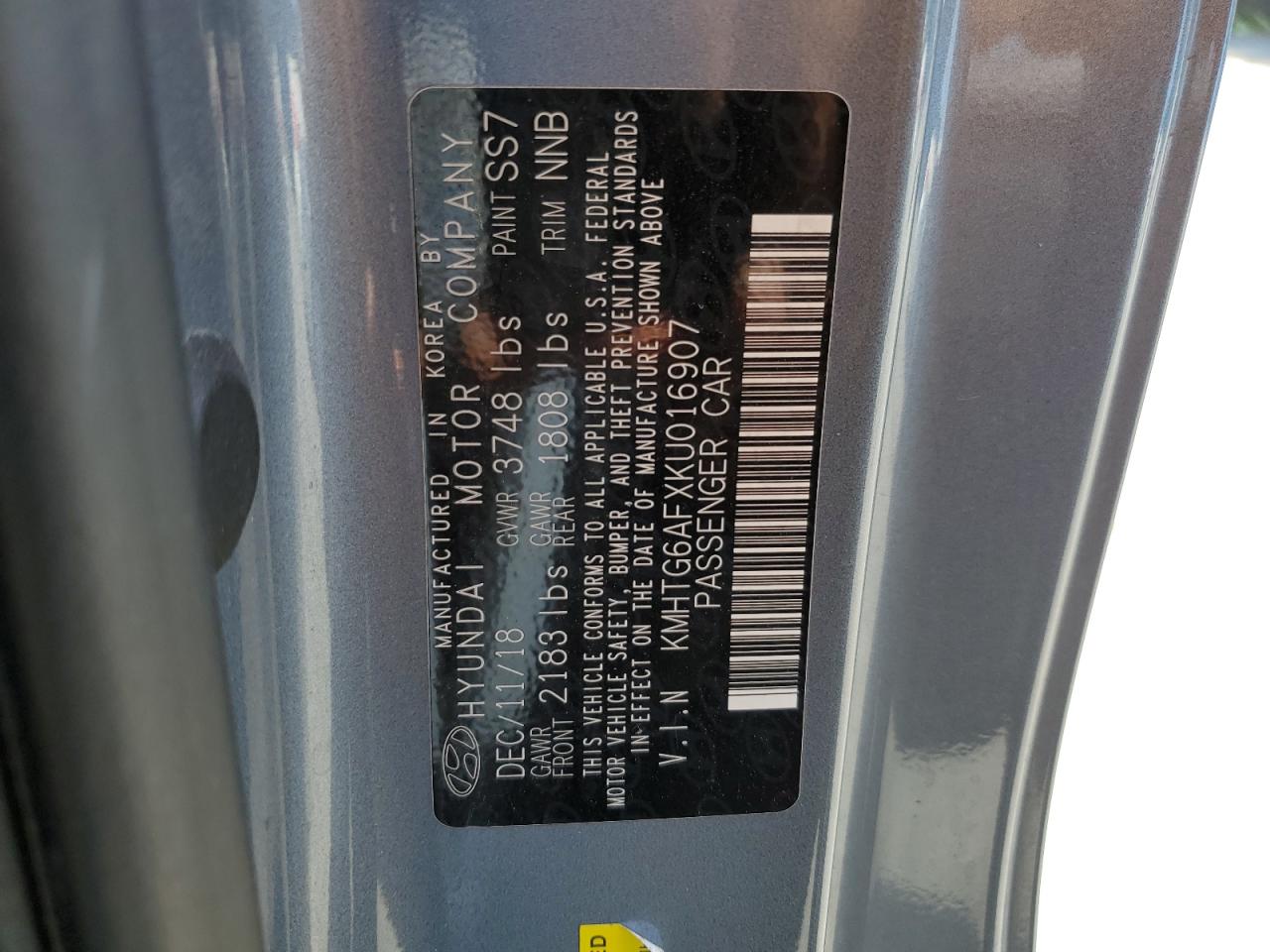 KMHTG6AFXKU016907 2019 Hyundai Veloster Base