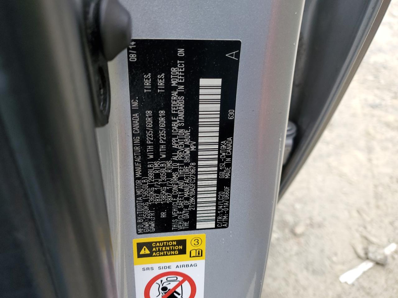 2T2BK1BA5FC279678 2015 Lexus Rx 350 Base