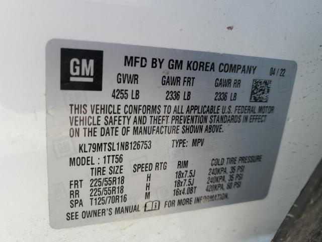 2022 Chevrolet Trailblazer Rs VIN: KL79MTSL1NB126753 Lot: 56034894