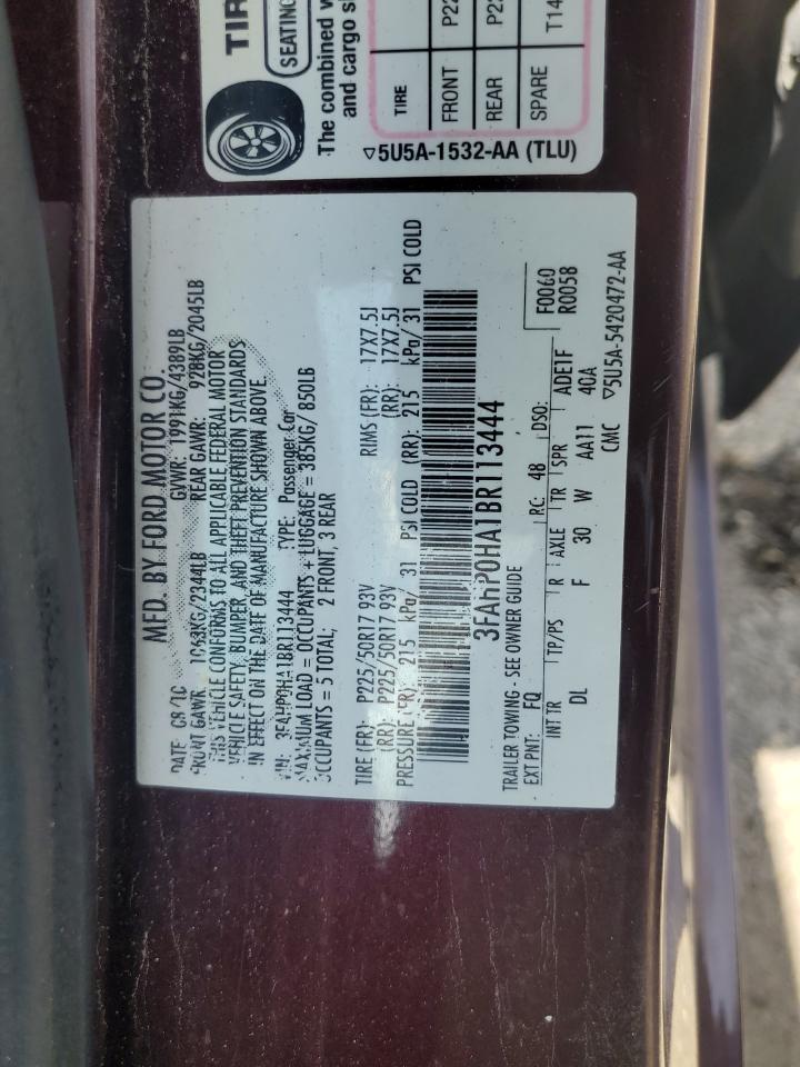 3FAHP0HA1BR113444 2011 Ford Fusion Se