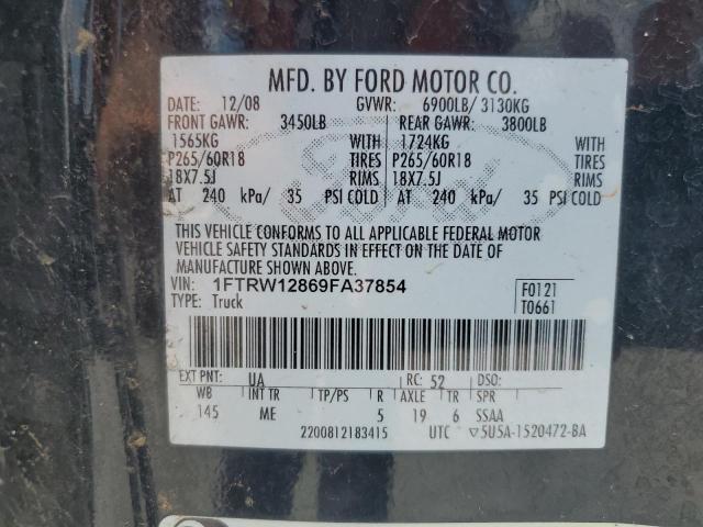 2009 Ford F150 Supercrew VIN: 1FTRW12869FA37854 Lot: 55602284