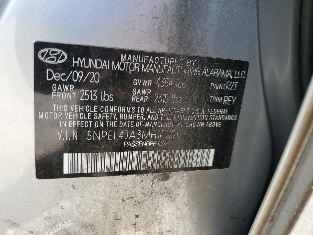 5NPEL4JA3MH101151 2021 Hyundai Sonata Sel