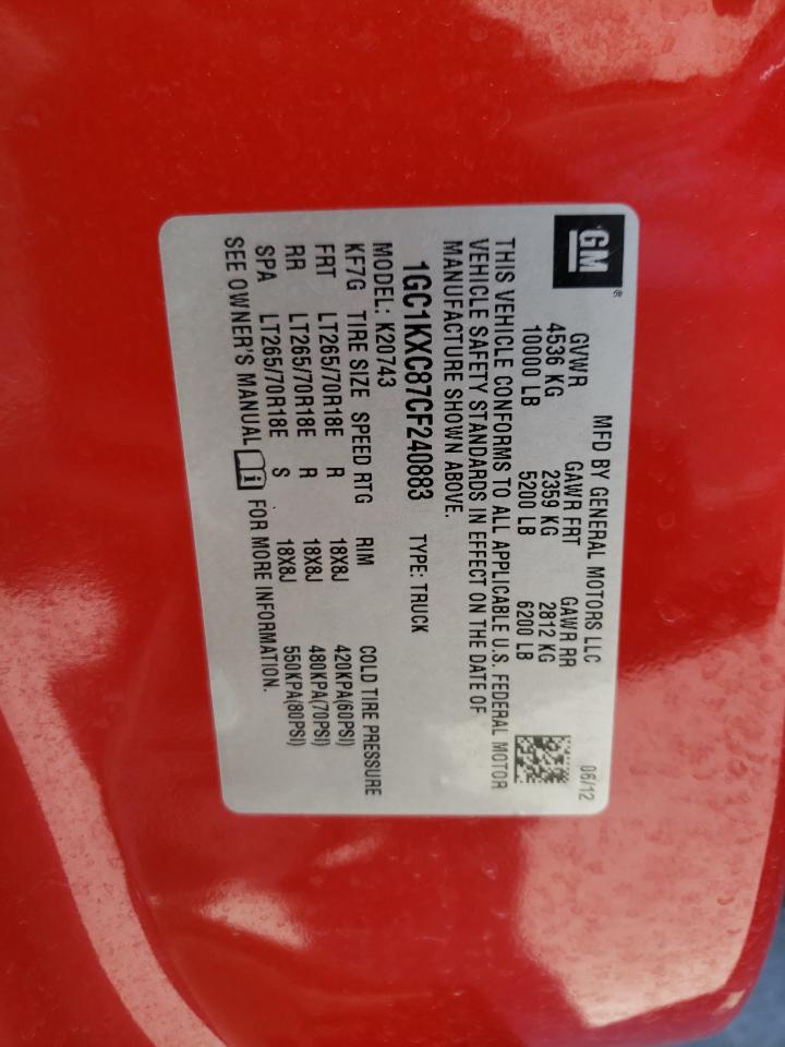 1GC1KXC87CF240883 2012 Chevrolet Silverado K2500 Heavy Duty Lt