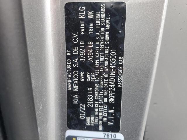 2022 Kia Forte Fe VIN: 3KPF24AD1NE455001 Lot: 54921644