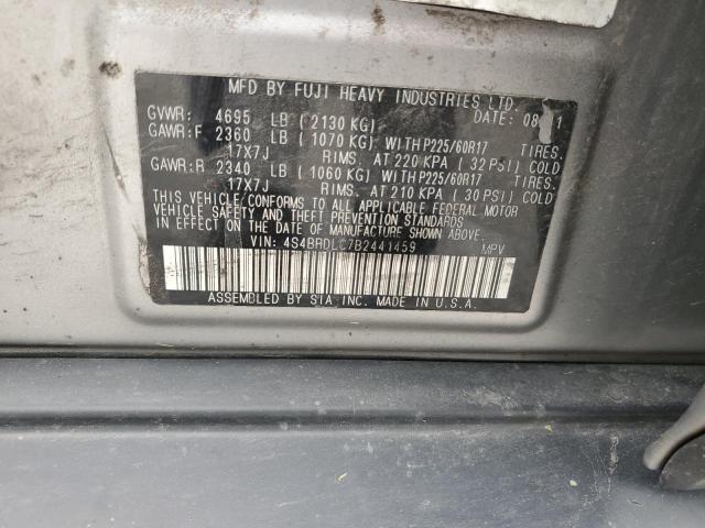 2011 Subaru Outback 3.6R Limited VIN: 4S4BRDLC7B2441459 Lot: 55870274