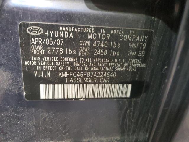 2007 Hyundai Azera Se VIN: KMHFC46F87A224640 Lot: 54414644