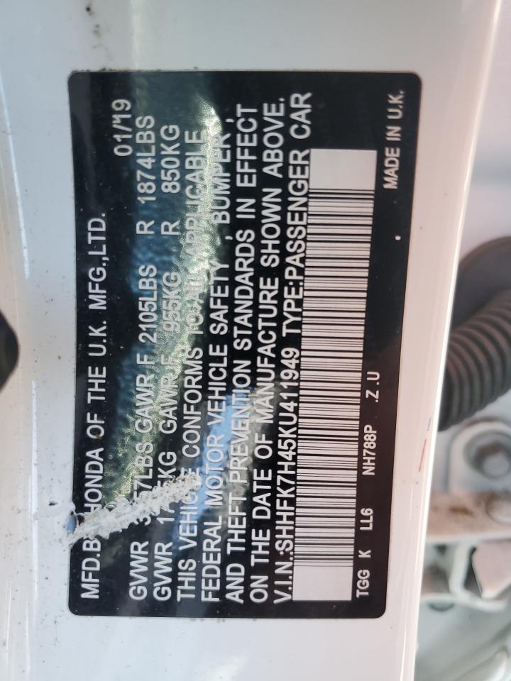 SHHFK7H45KU411949 2019 Honda Civic Sport