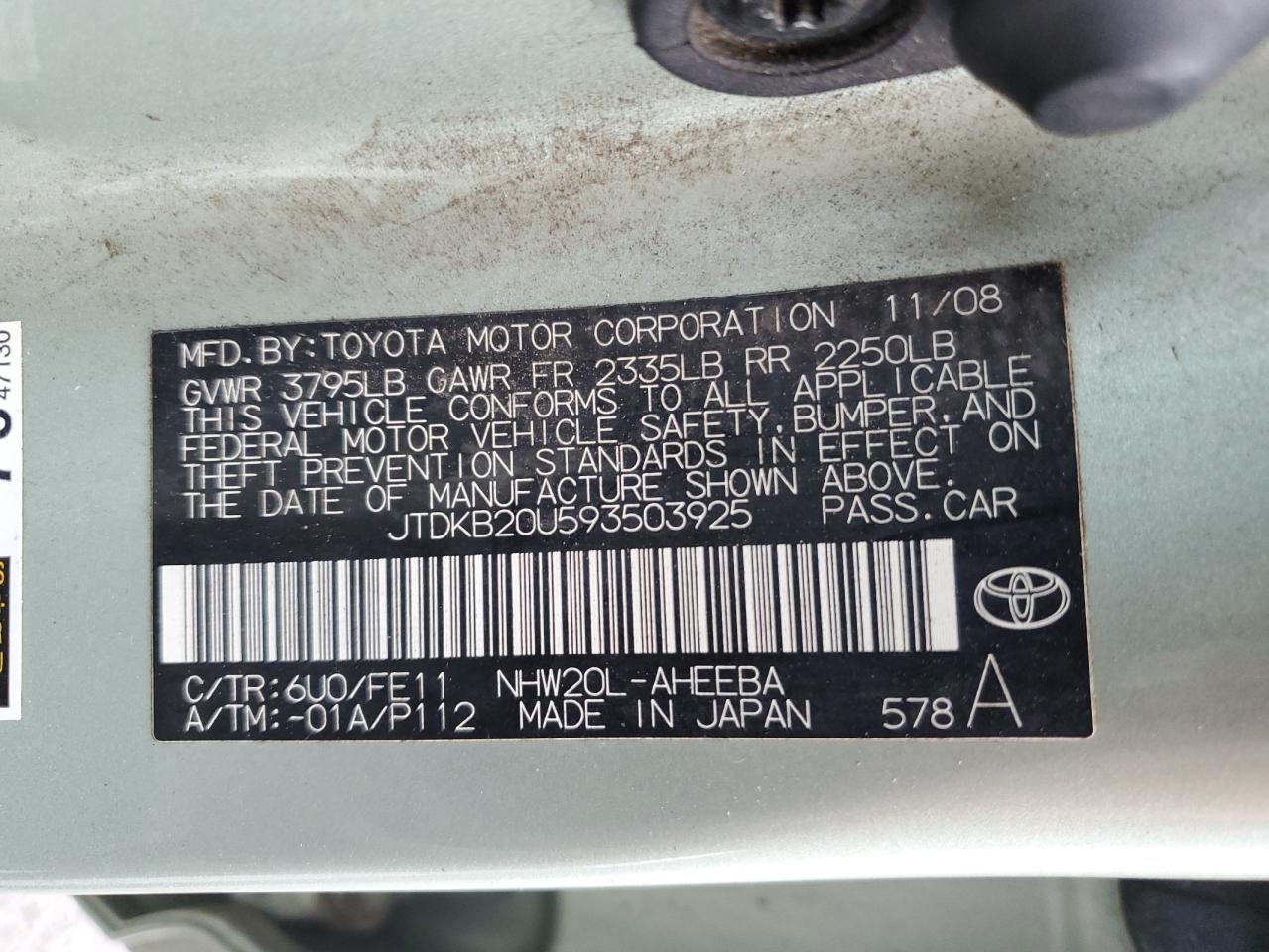 JTDKB20U593503925 2009 Toyota Prius