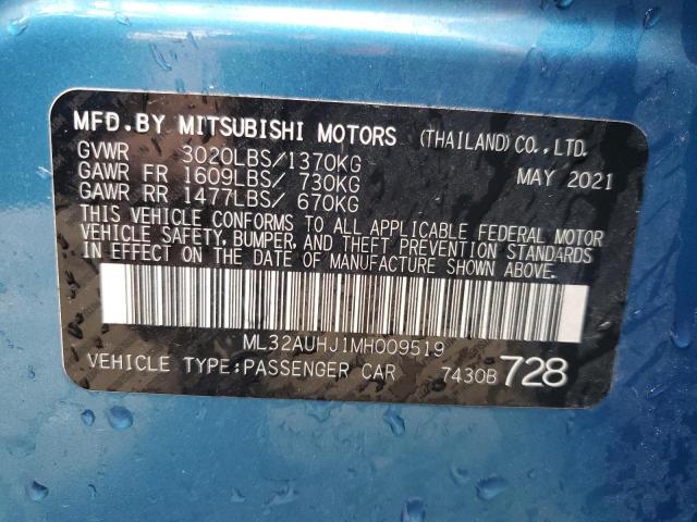 2021 Mitsubishi Mirage Es VIN: ML32AUHJ1MH009519 Lot: 53678944