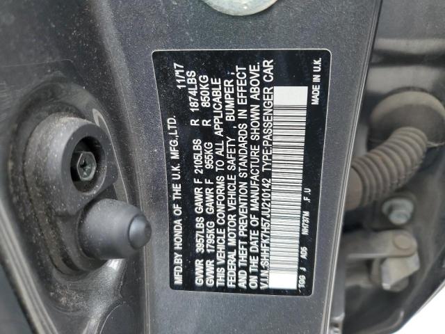 2018 Honda Civic Ex VIN: SHHFK7H57JU210142 Lot: 52702114