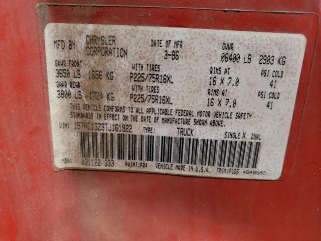 1996 Dodge Ram 1500 VIN: 1B7HC13Z3TJ161922 Lot: 56466004