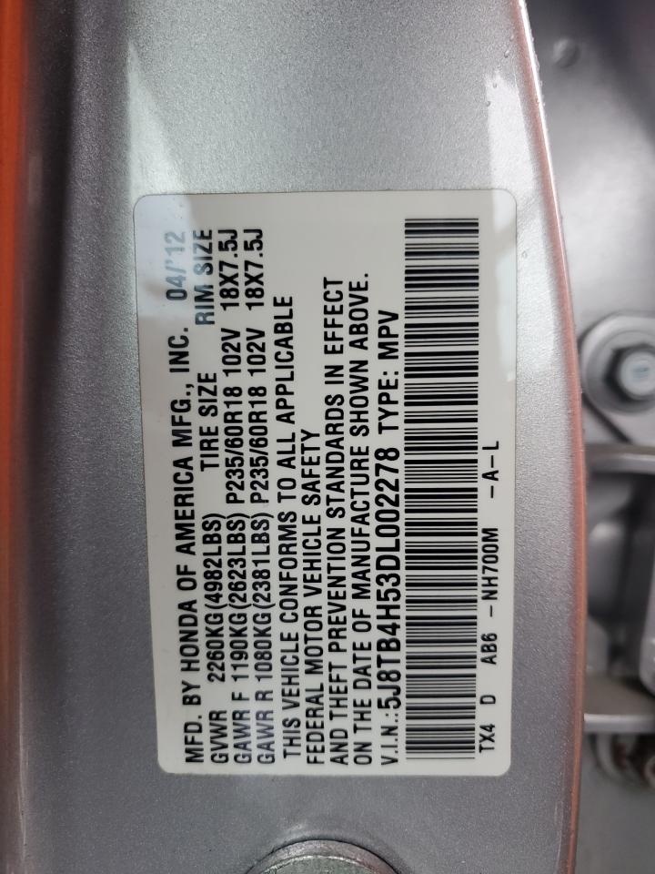 5J8TB4H53DL002278 2013 Acura Rdx Technology