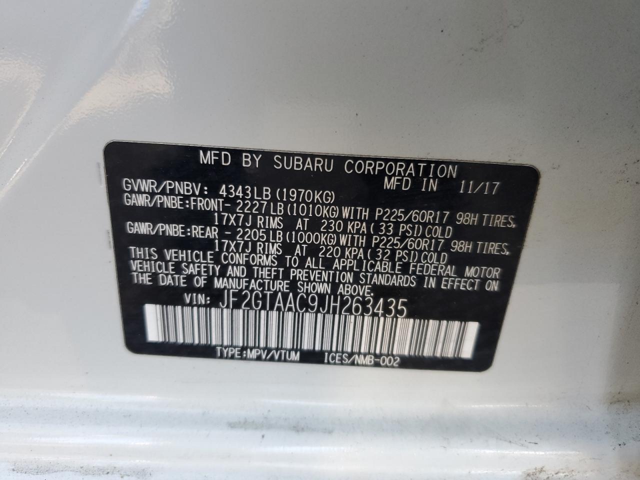 JF2GTAAC9JH263435 2018 Subaru Crosstrek