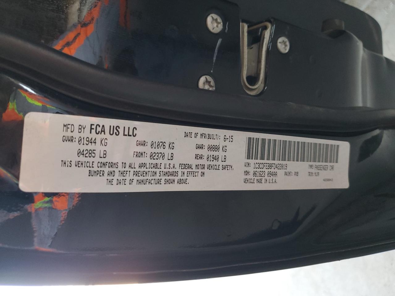 1C3CDFEB8FD422019 2015 Dodge Dart Gt