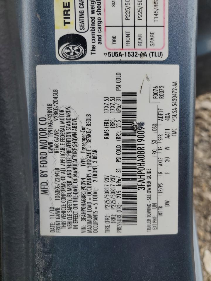 3FAHP0HA0BR190094 2011 Ford Fusion Se