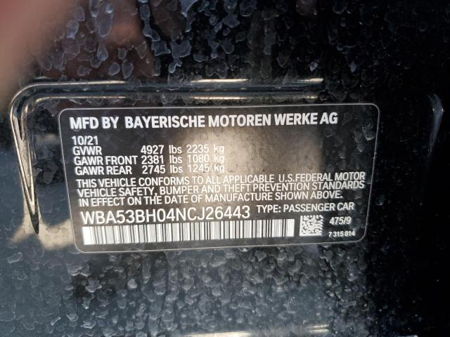 2022 BMW 530 I VIN: WBA53BH04NCJ26443 Lot: 54826704