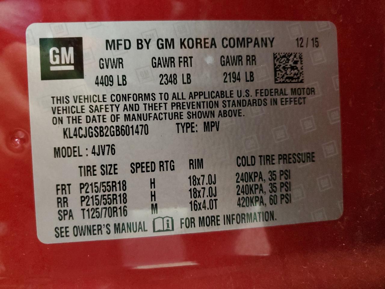 KL4CJGSB2GB601470 2016 Buick Encore