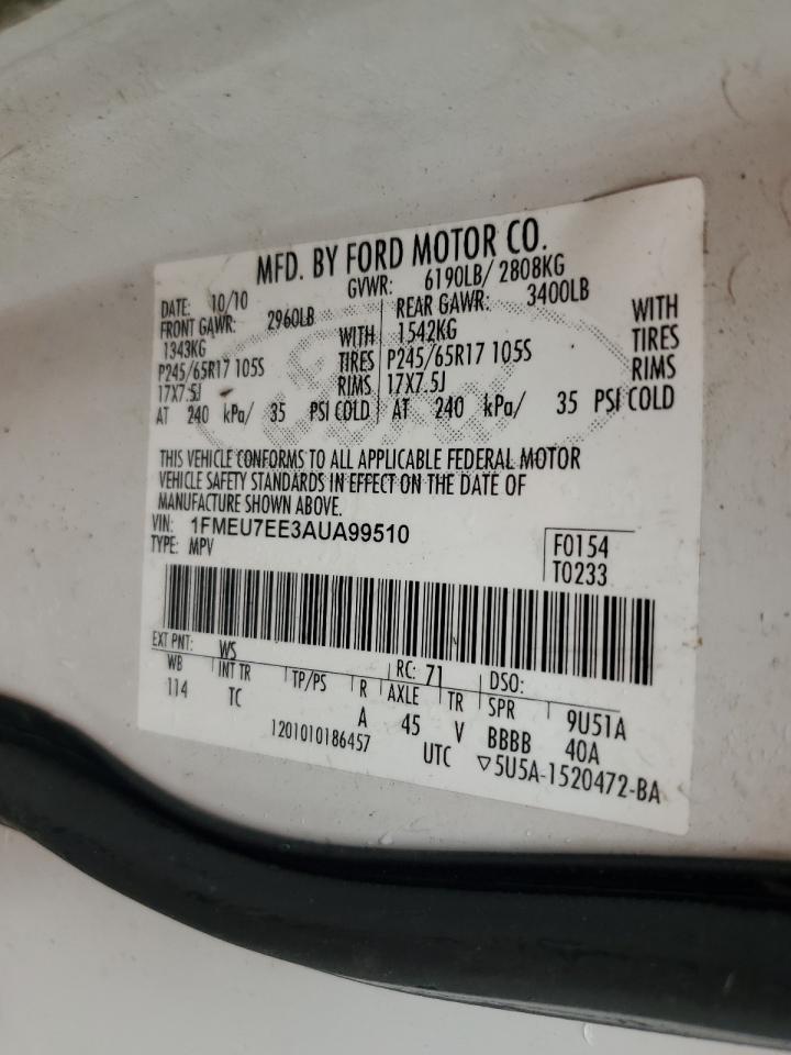 1FMEU7EE3AUA99510 2010 Ford Explorer Eddie Bauer