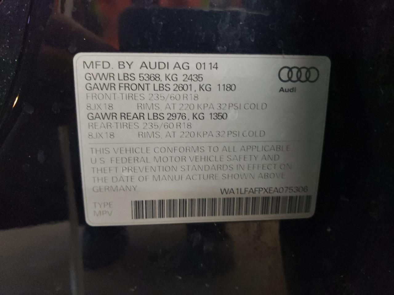 WA1LFAFPXEA075306 2014 Audi Q5 Premium Plus