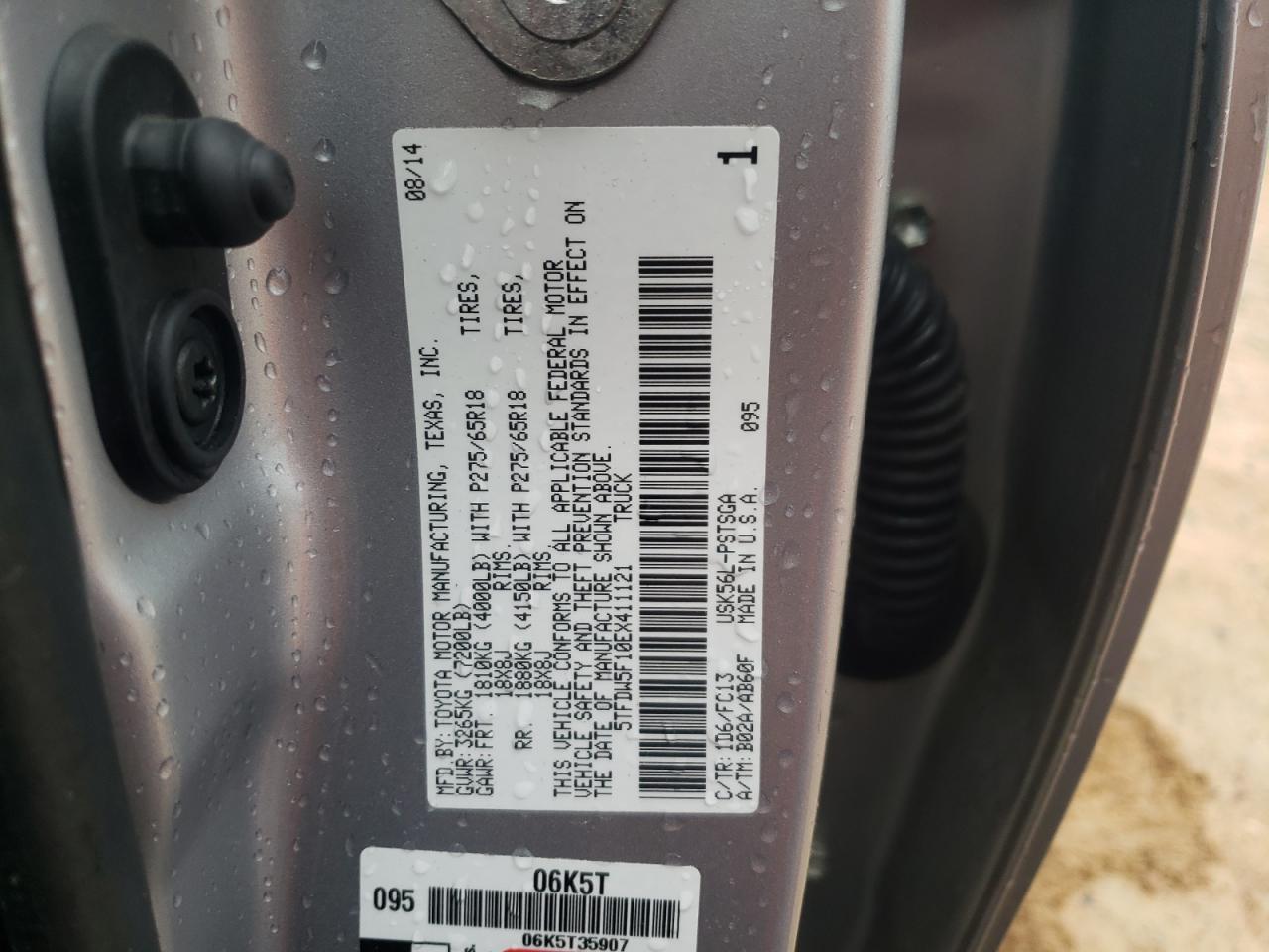 5TFDW5F10EX411121 2014 Toyota Tundra Crewmax Sr5