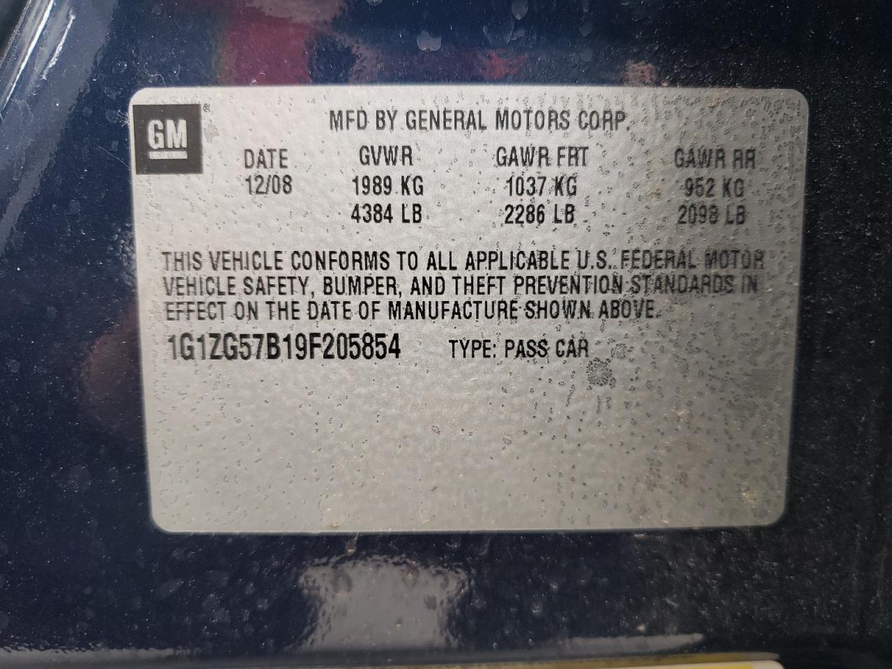 1G1ZG57B19F205854 2009 Chevrolet Malibu Ls