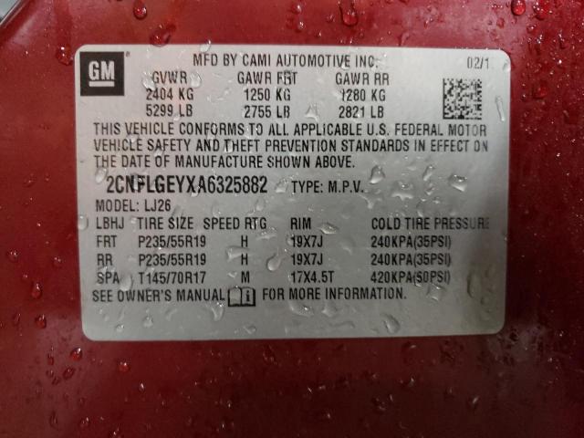 2010 Chevrolet Equinox Ltz VIN: 2CNFLGEYXA6325882 Lot: 56580694