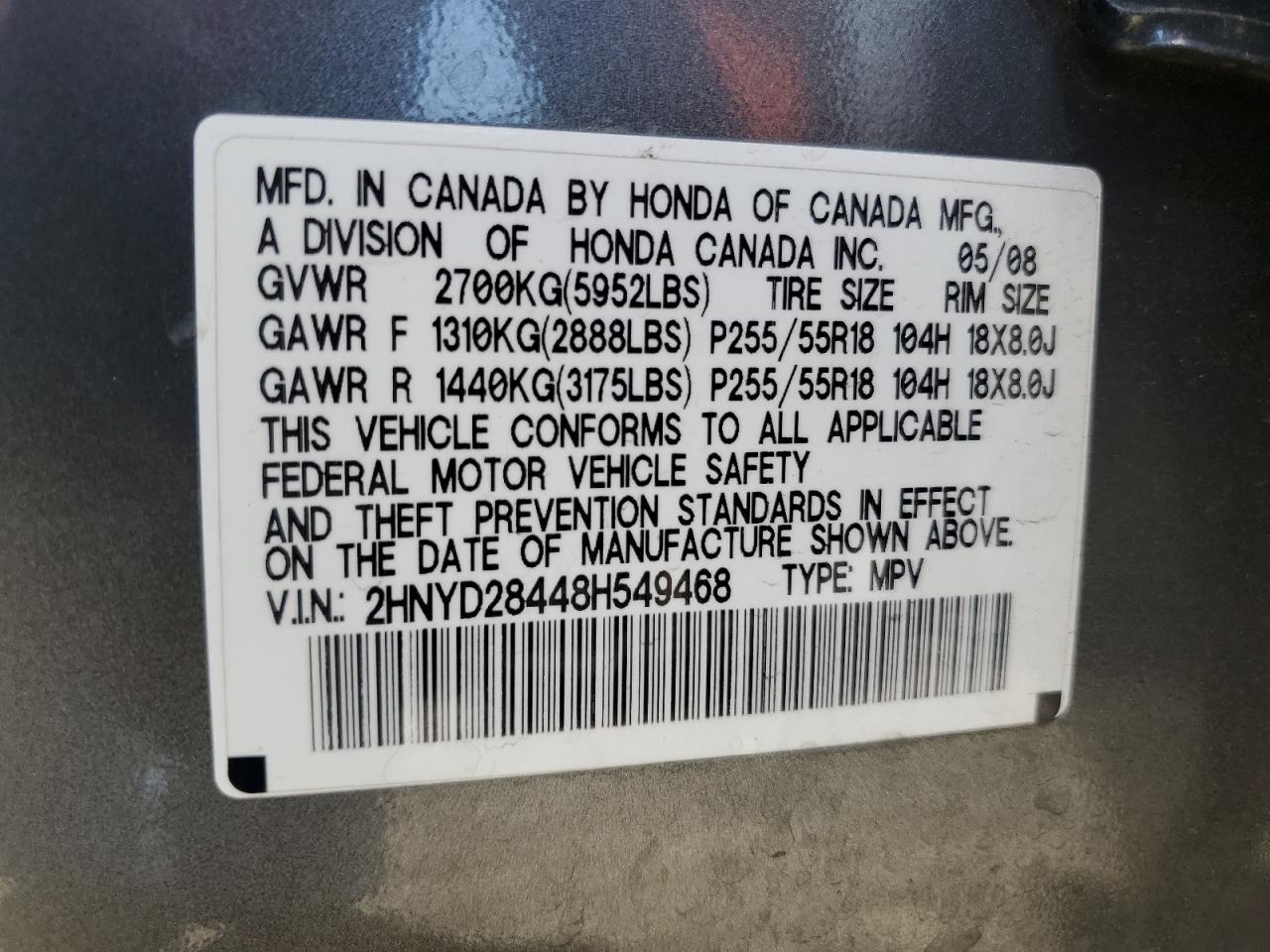 2HNYD28448H549468 2008 Acura Mdx Technology