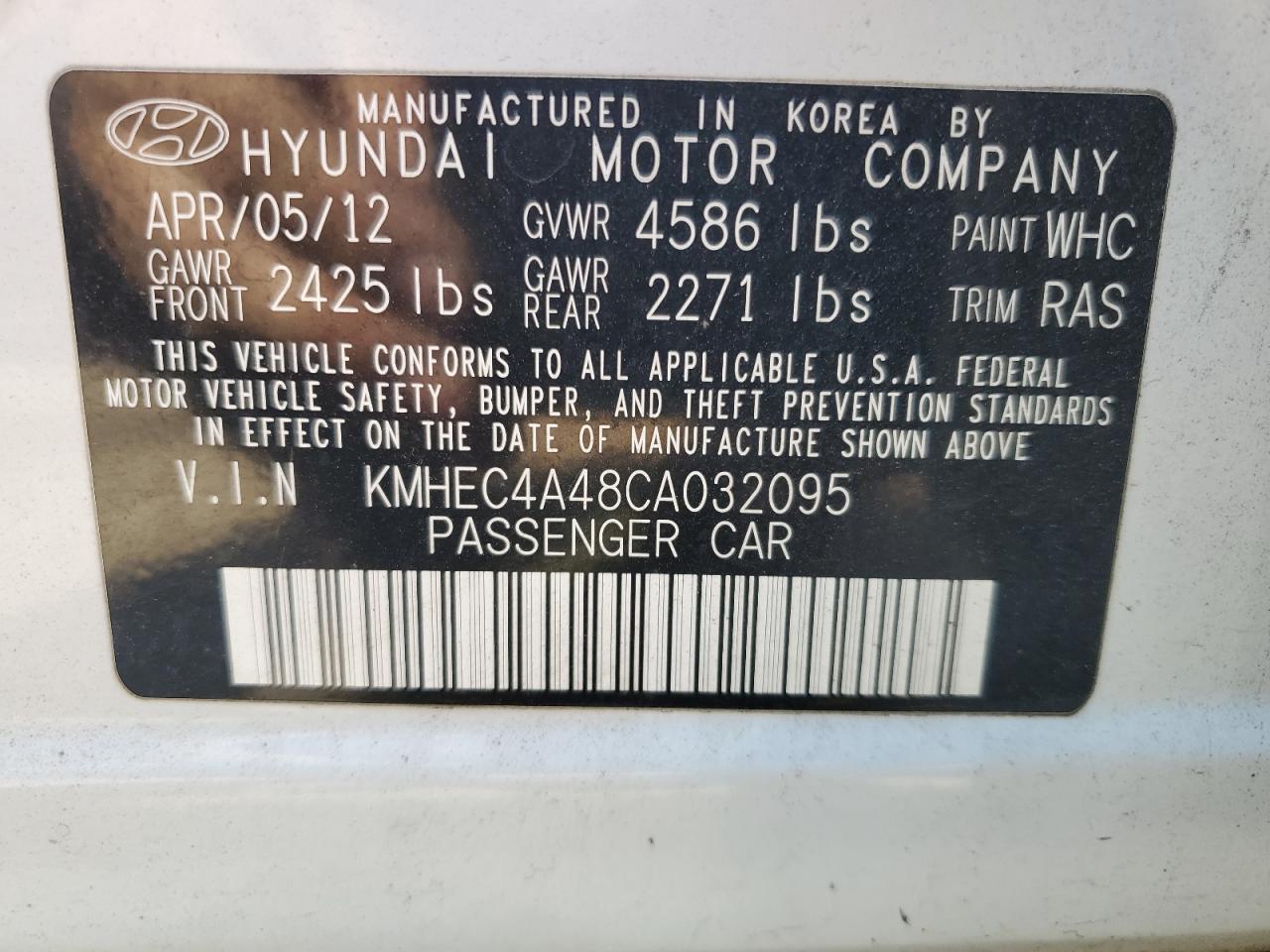 KMHEC4A48CA032095 2012 Hyundai Sonata Hybrid