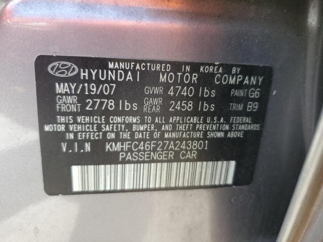 2007 Hyundai Azera Se VIN: KMHFC46F27A243801 Lot: 53924684