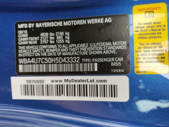 VIN WBA4U7C50H5D43332 2017 BMW 4 Series, 430I no.12