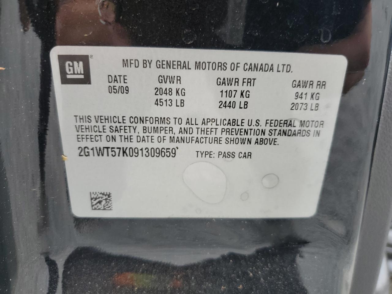 2G1WT57K091309659 2009 Chevrolet Impala 1Lt