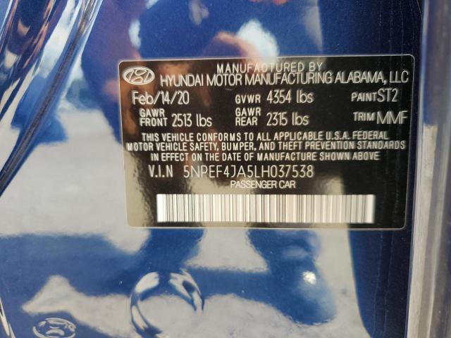 2020 Hyundai Sonata Sel VIN: 5NPEF4JA5LH037538 Lot: 54506254