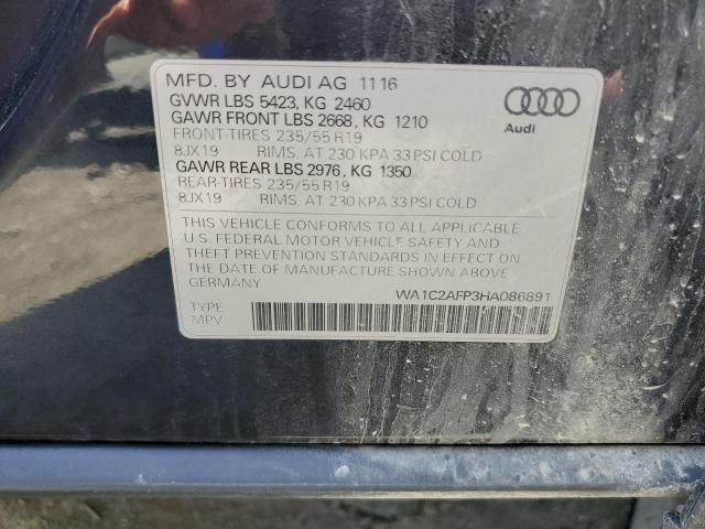 2017 Audi Q5 Premium VIN: WA1C2AFP3HA086891 Lot: 56559404