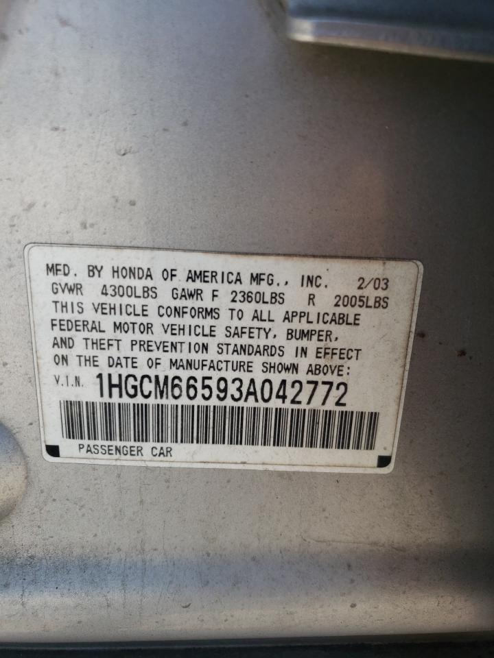 1HGCM66593A042772 2003 Honda Accord Ex