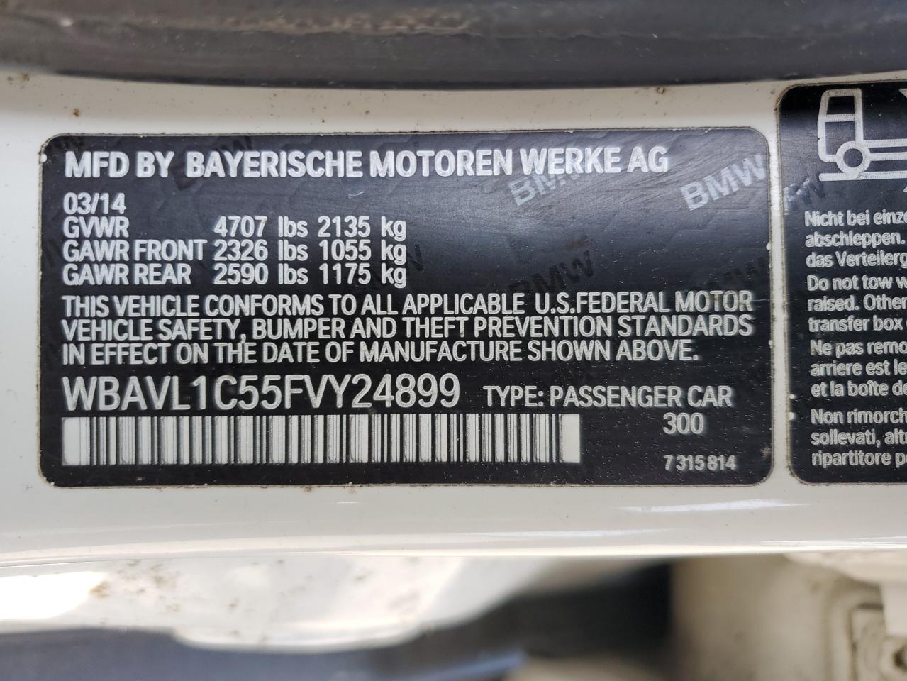 WBAVL1C55FVY24899 2015 BMW X1 xDrive28I