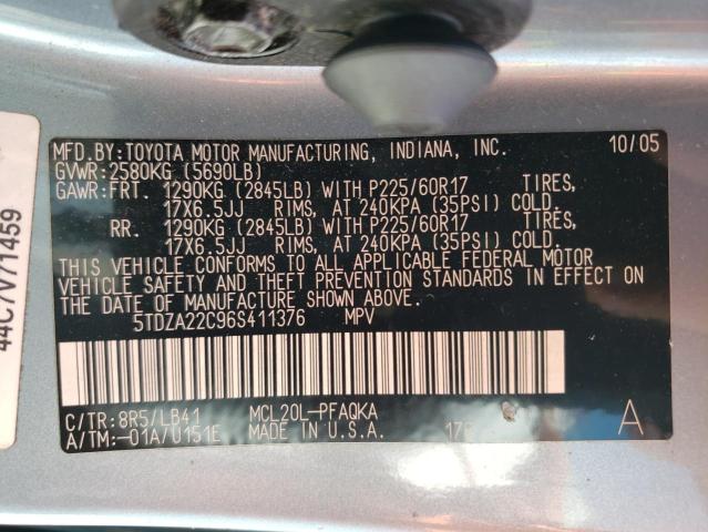 2006 Toyota Sienna Xle VIN: 5TDZA22C96S411376 Lot: 56899584