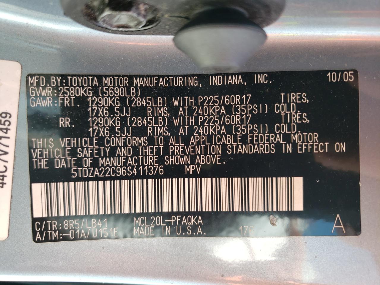 5TDZA22C96S411376 2006 Toyota Sienna Xle