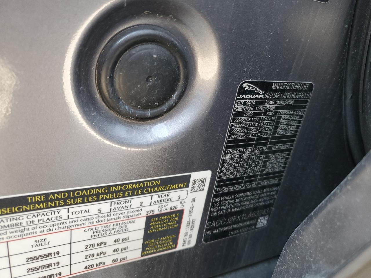 SADCJ2FX1LA632437 2020 Jaguar F-Pace Premium